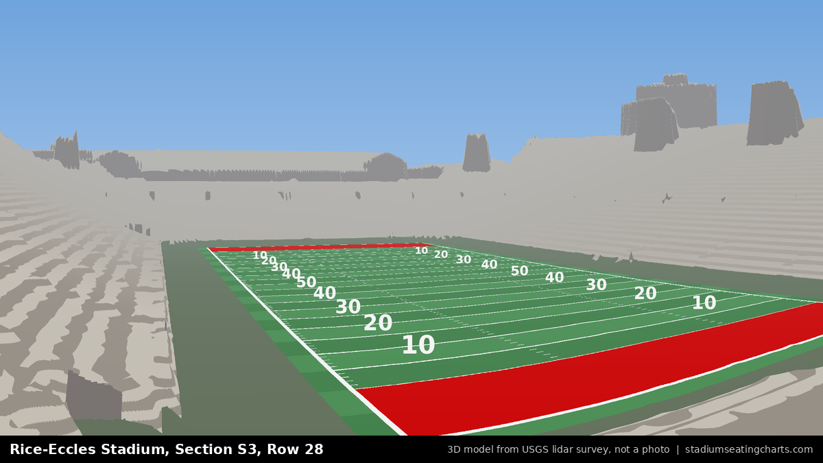 View from Rice-Eccles Stadium Section S3, Row 28, looking toward the field