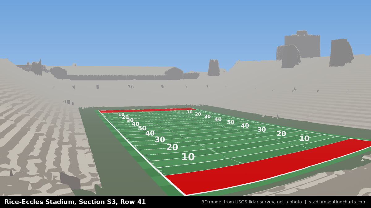 View from Rice-Eccles Stadium Section S3, Row 41, looking toward the field