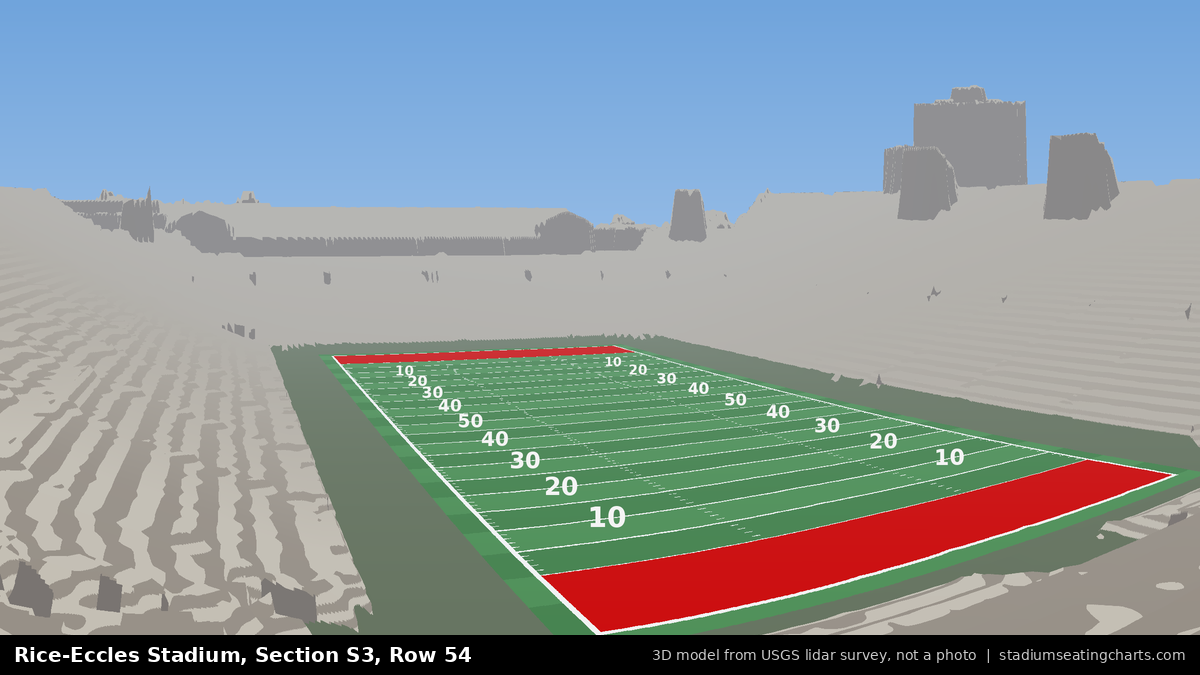 View from Rice-Eccles Stadium Section S3, Row 54, looking toward the field