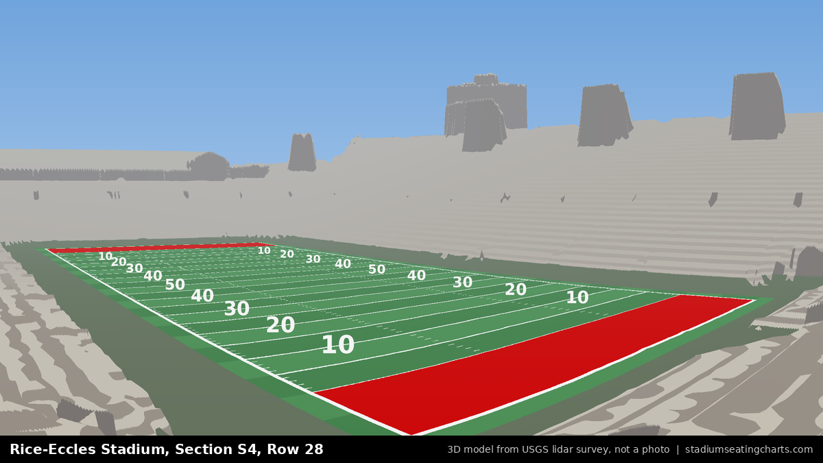 View from Rice-Eccles Stadium Section S4, Row 28, looking toward the field