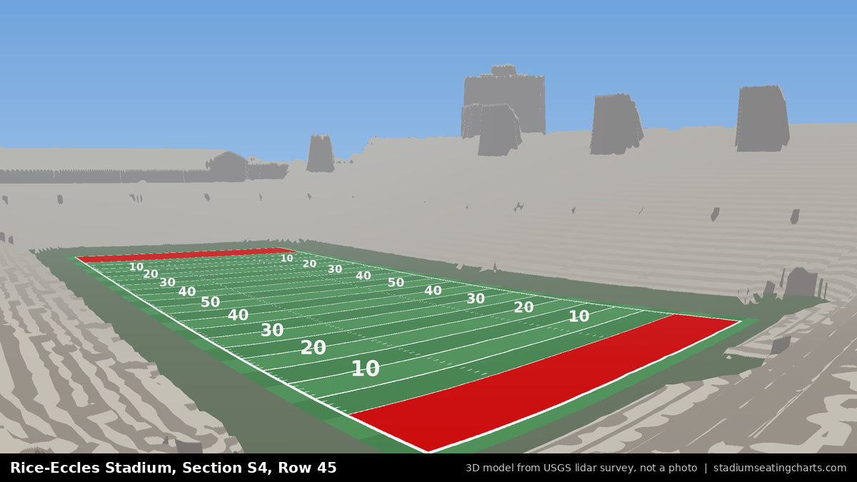 View from Rice-Eccles Stadium Section S4, Row 45, looking toward the field