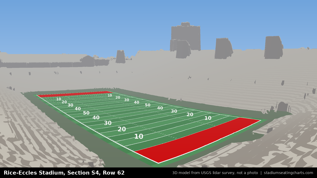 View from Rice-Eccles Stadium Section S4, Row 62, looking toward the field