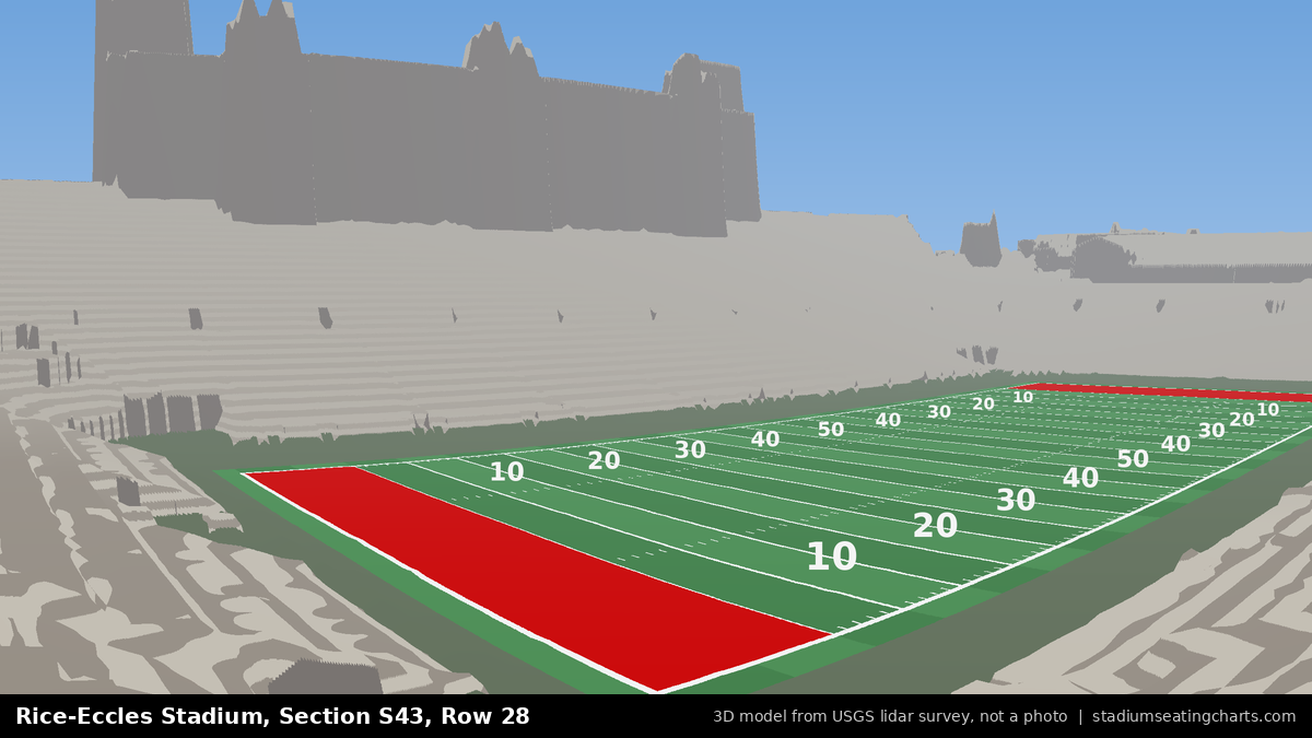 View from Rice-Eccles Stadium Section S43, Row 28, looking toward the field