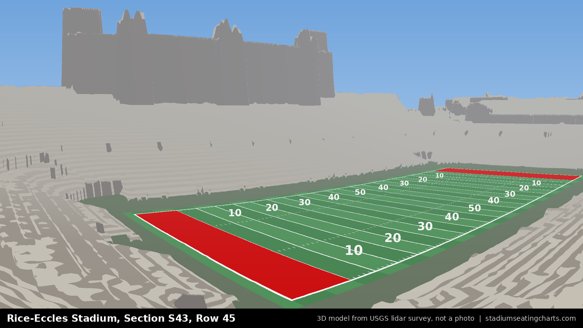 View from Rice-Eccles Stadium Section S43, Row 45, looking toward the field