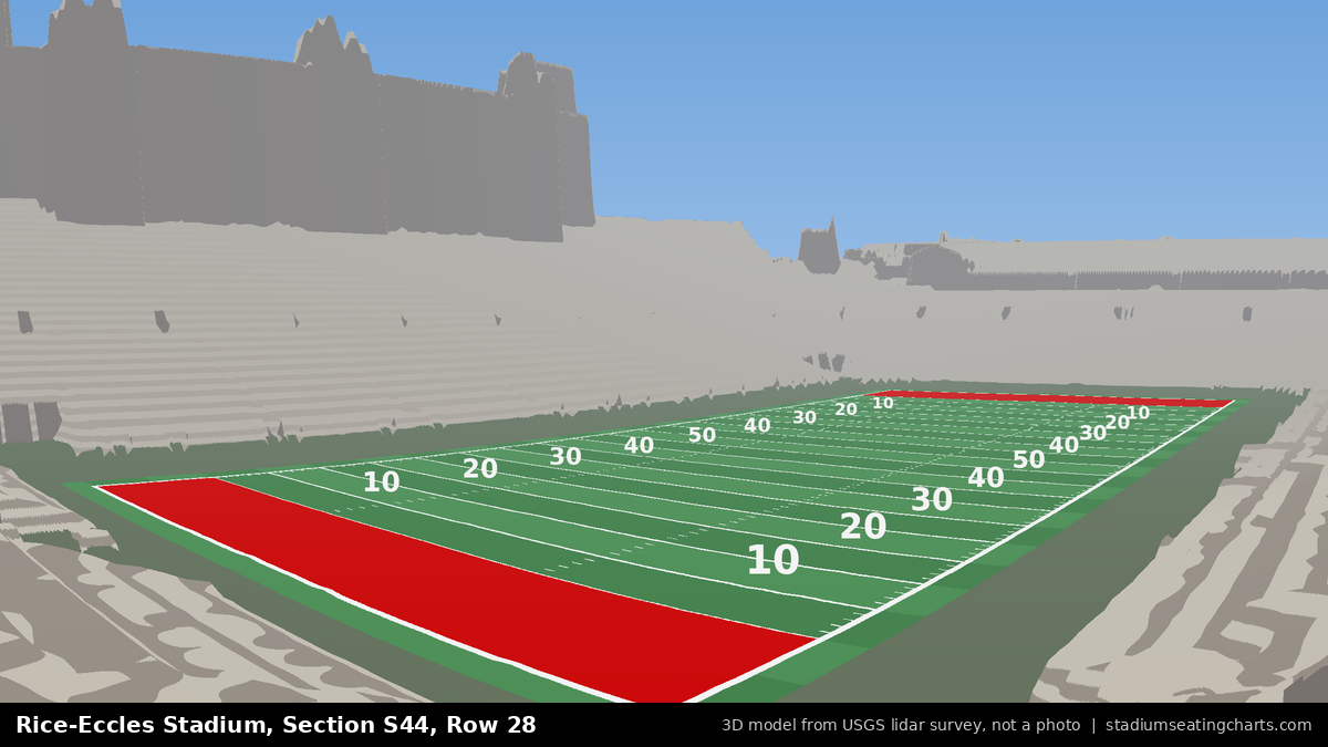 View from Rice-Eccles Stadium Section S44, Row 28, looking toward the field