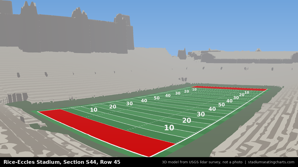 View from Rice-Eccles Stadium Section S44, Row 45, looking toward the field