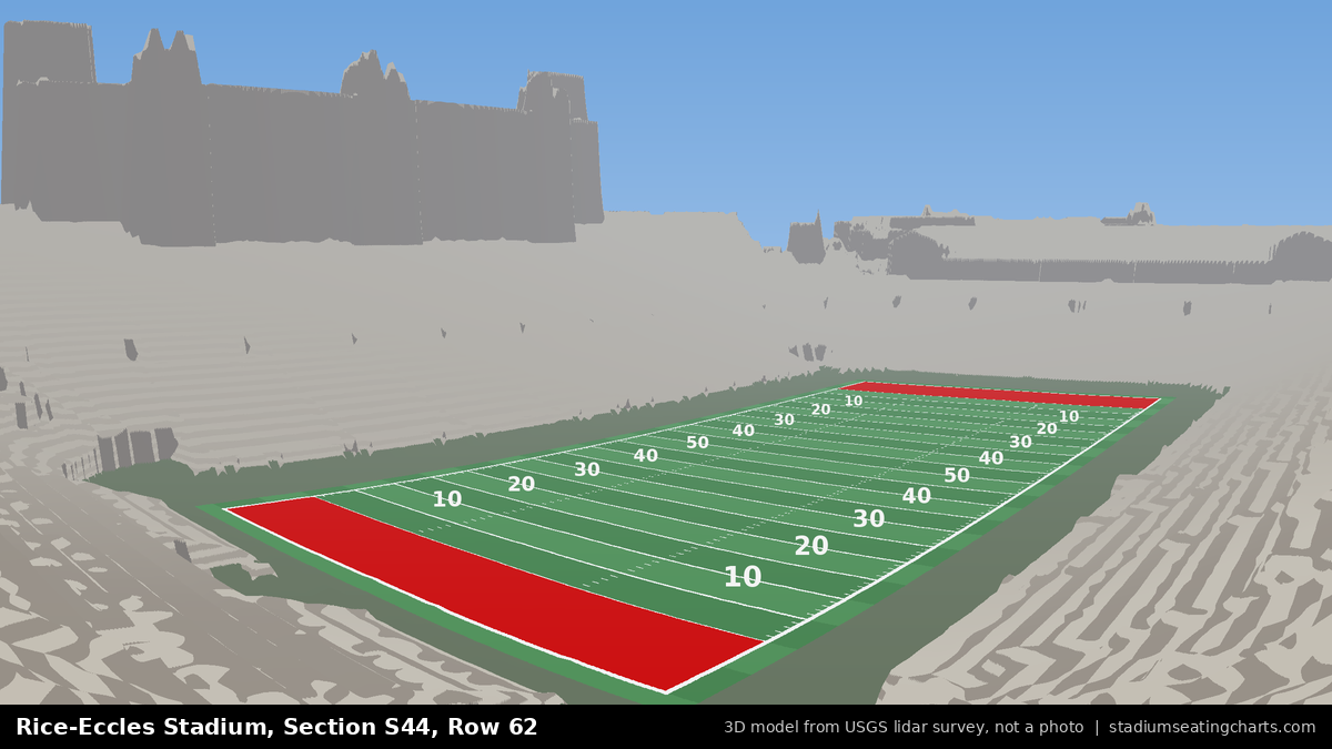 View from Rice-Eccles Stadium Section S44, Row 62, looking toward the field