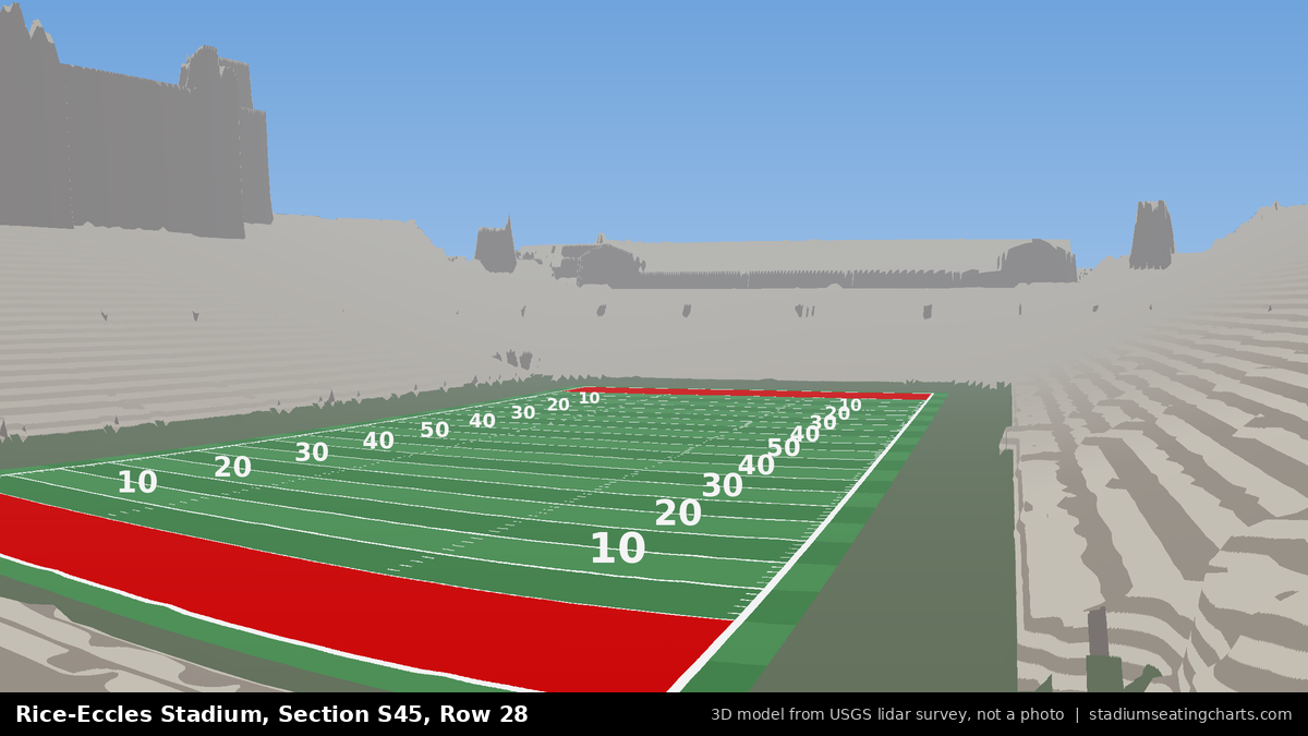 View from Rice-Eccles Stadium Section S45, Row 28, looking toward the field