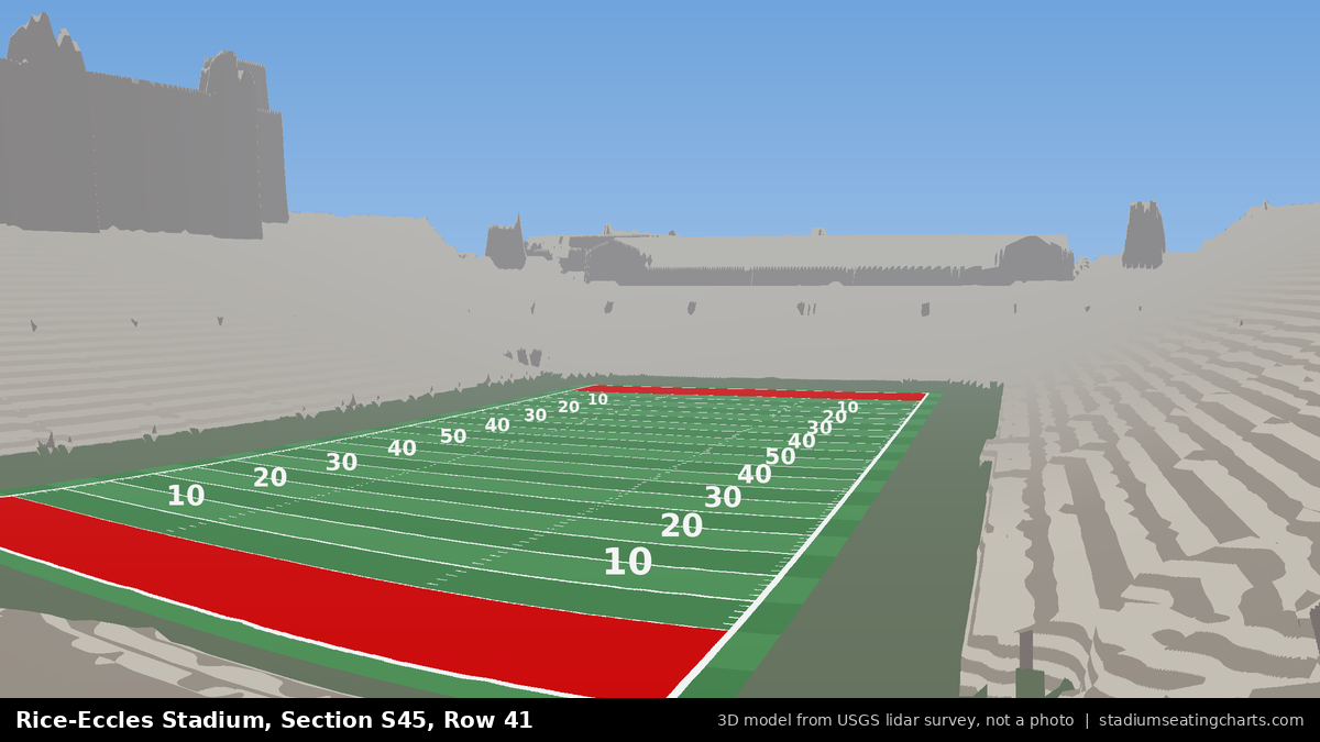 View from Rice-Eccles Stadium Section S45, Row 41, looking toward the field
