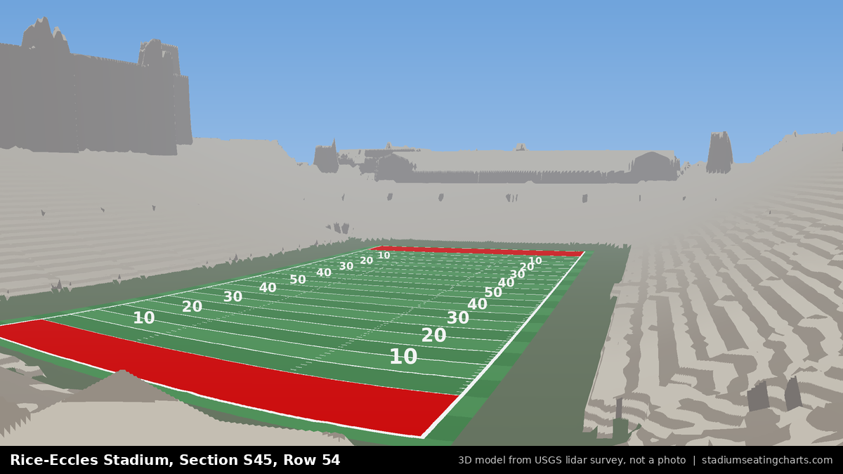 View from Rice-Eccles Stadium Section S45, Row 54, looking toward the field