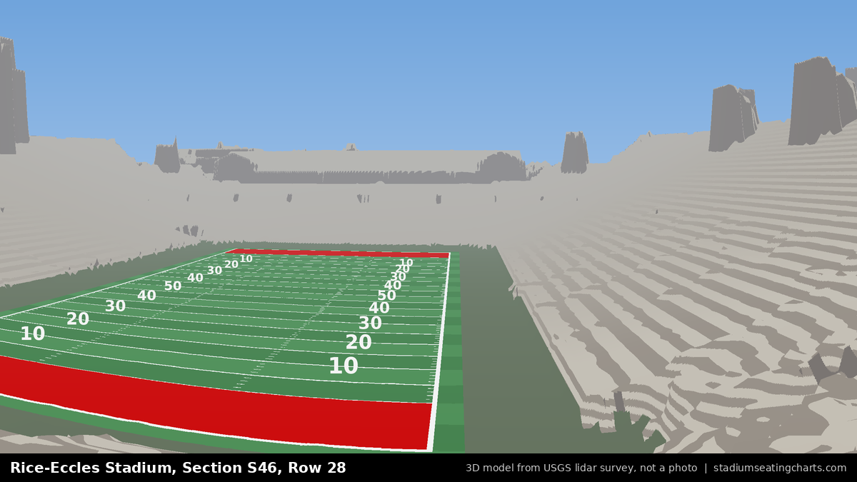 View from Rice-Eccles Stadium Section S46, Row 28, looking toward the field