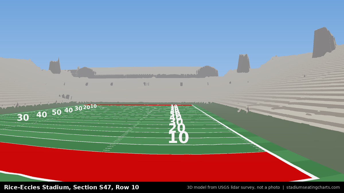 View from Rice-Eccles Stadium Section S47, Row 10, looking toward the field