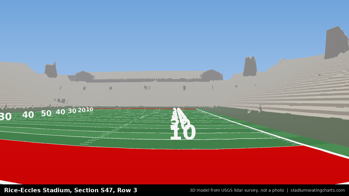 View from Rice-Eccles Stadium Section S47, Row 3, looking toward the field