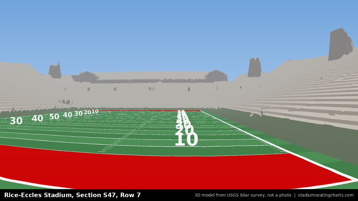 View from Rice-Eccles Stadium Section S47, Row 7, looking toward the field
