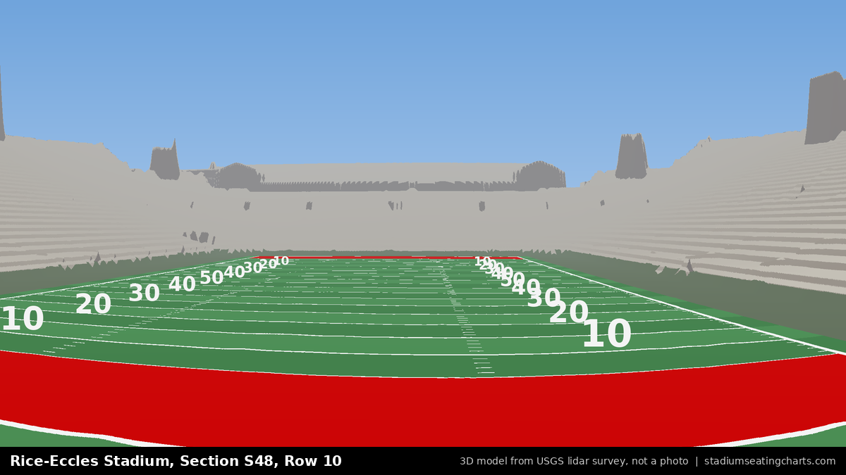 View from Rice-Eccles Stadium Section S48, Row 10, looking toward the field
