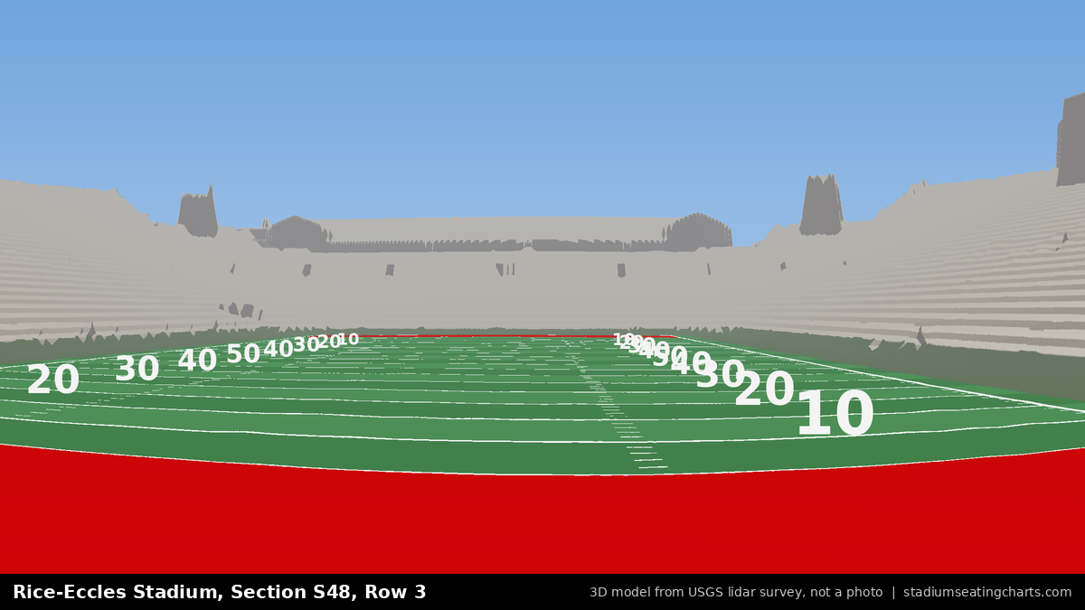 View from Rice-Eccles Stadium Section S48, Row 3, looking toward the field
