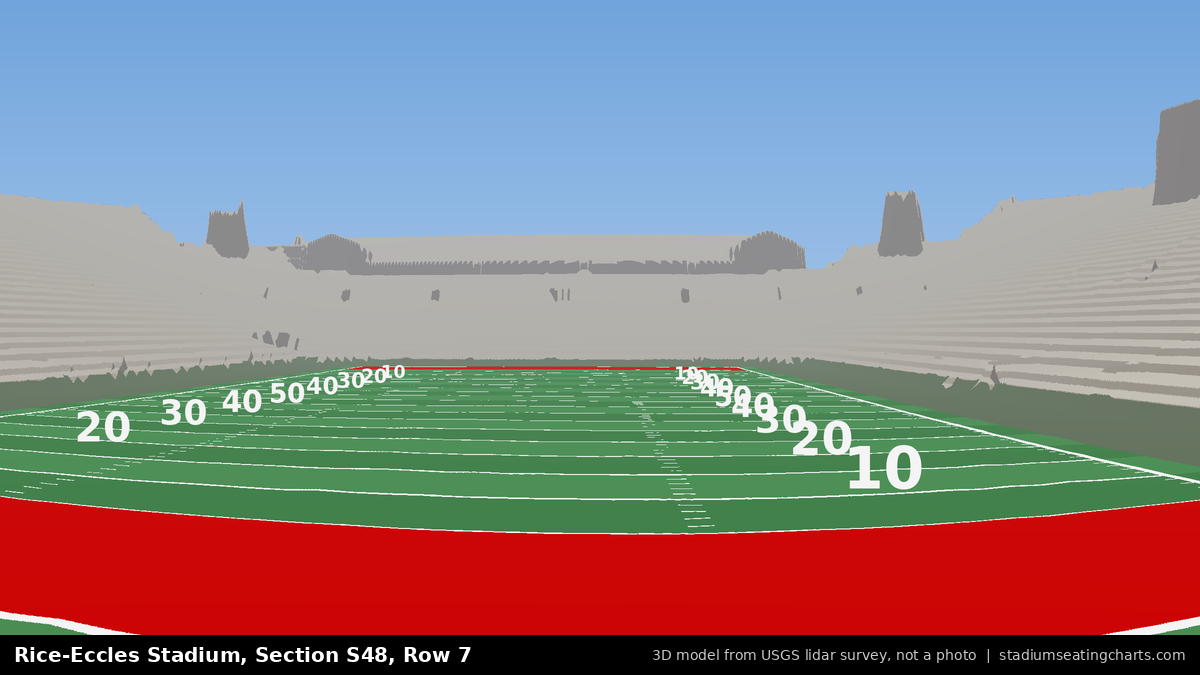 View from Rice-Eccles Stadium Section S48, Row 7, looking toward the field