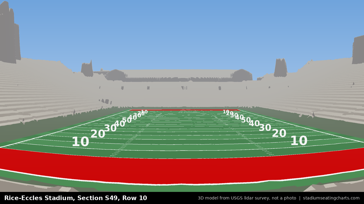 View from Rice-Eccles Stadium Section S49, Row 10, looking toward the field