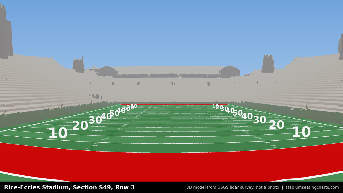 View from Rice-Eccles Stadium Section S49, Row 3, looking toward the field