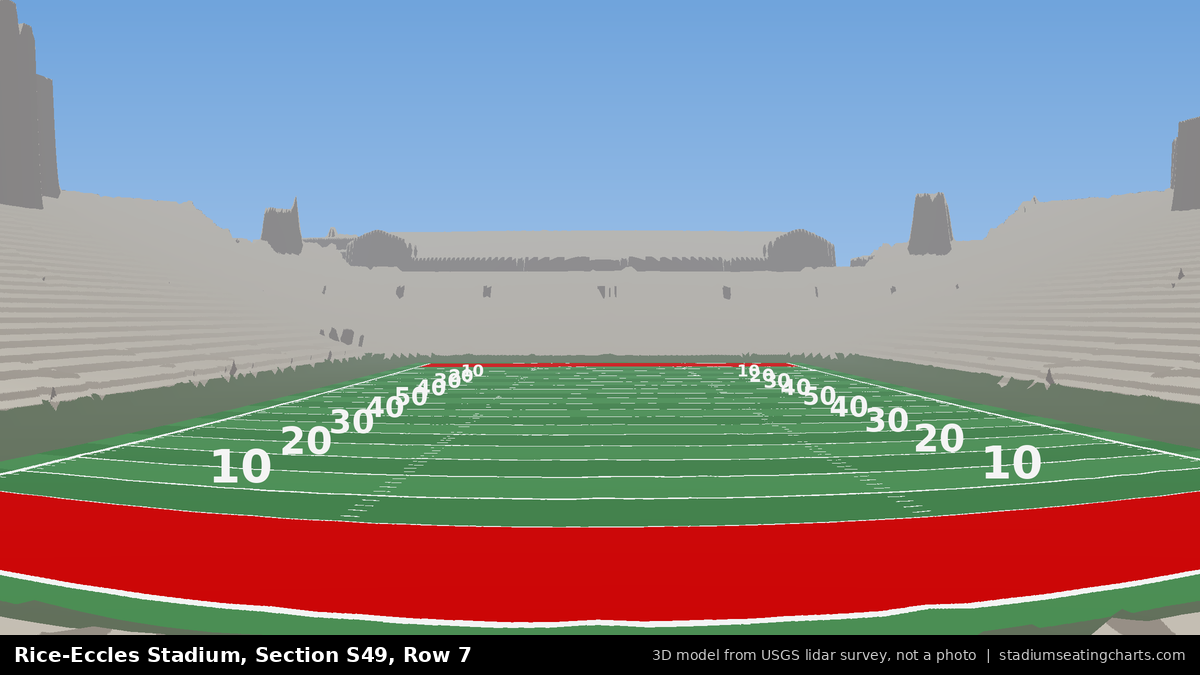 View from Rice-Eccles Stadium Section S49, Row 7, looking toward the field