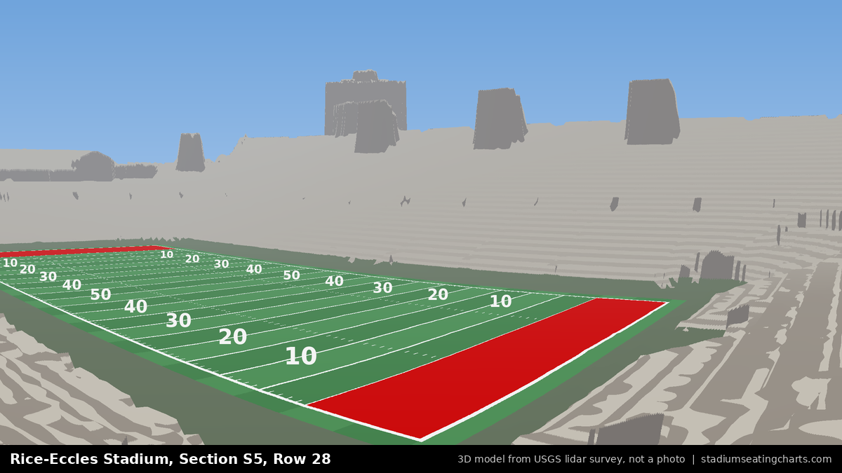 View from Rice-Eccles Stadium Section S5, Row 28, looking toward the field
