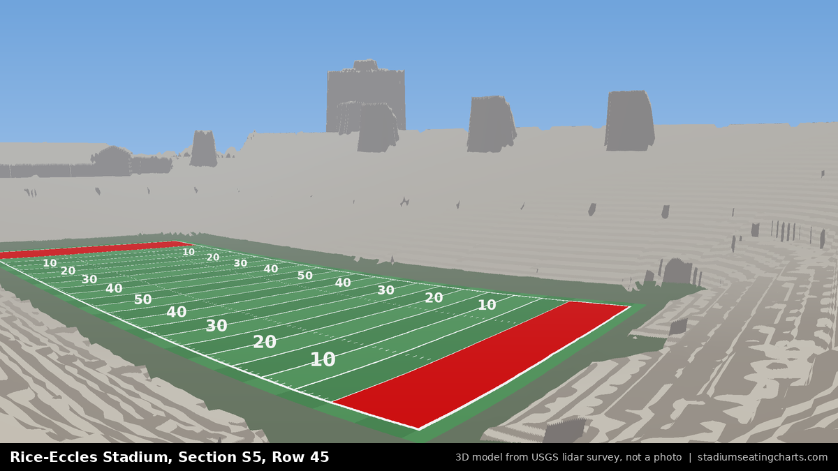 View from Rice-Eccles Stadium Section S5, Row 45, looking toward the field