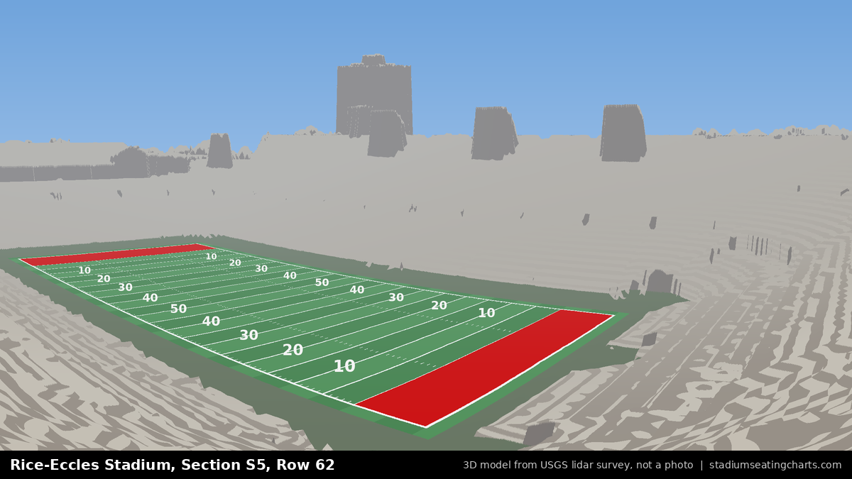 View from Rice-Eccles Stadium Section S5, Row 62, looking toward the field