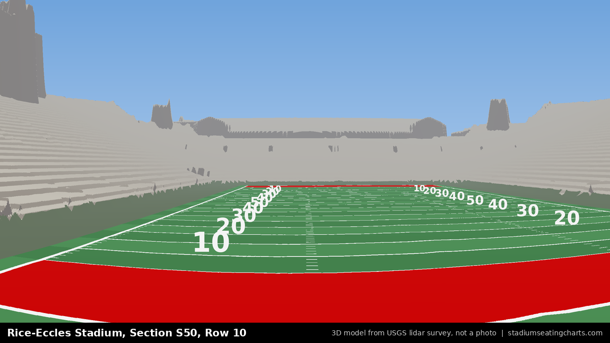 View from Rice-Eccles Stadium Section S50, Row 10, looking toward the field