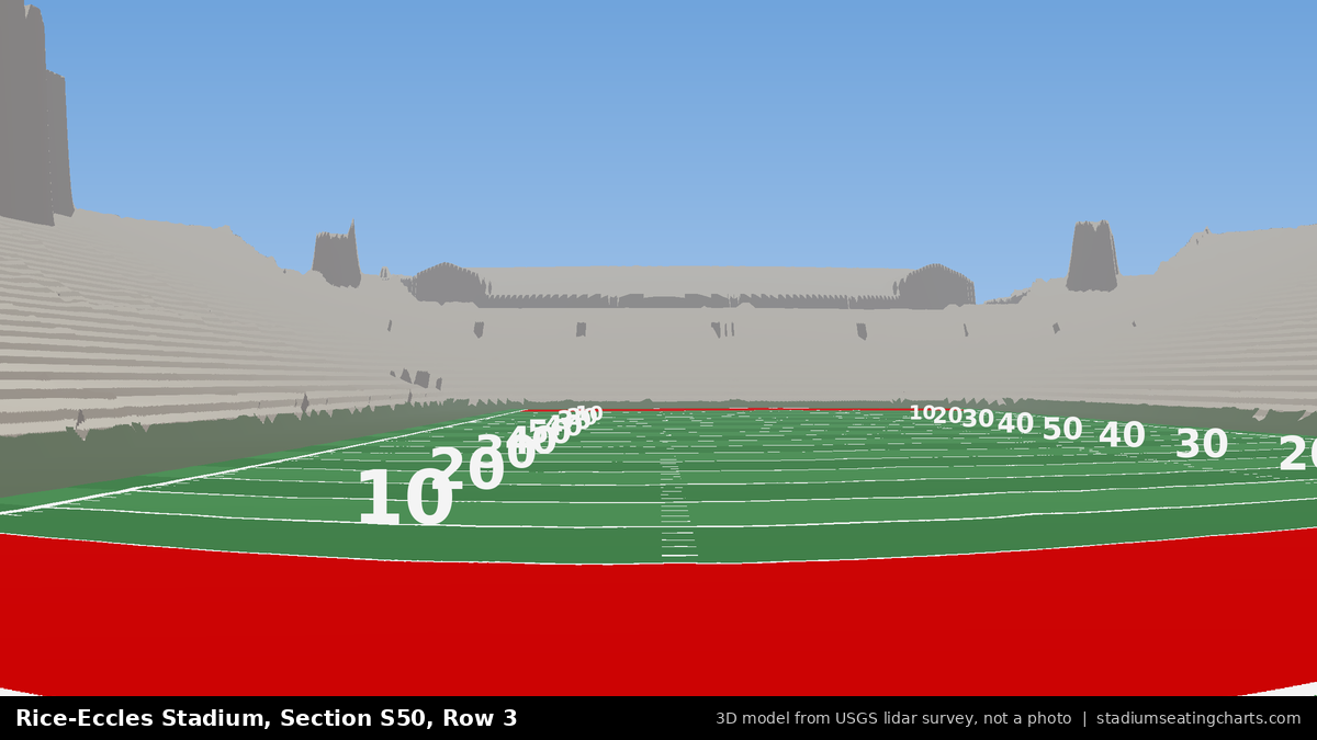 View from Rice-Eccles Stadium Section S50, Row 3, looking toward the field