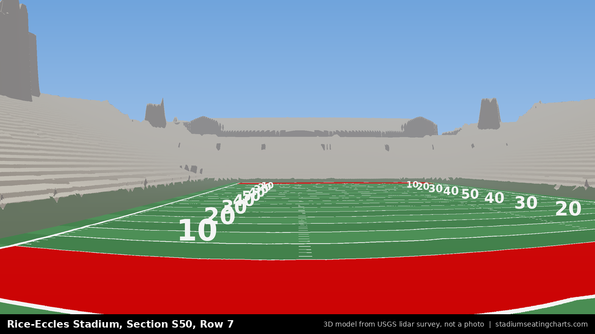 View from Rice-Eccles Stadium Section S50, Row 7, looking toward the field