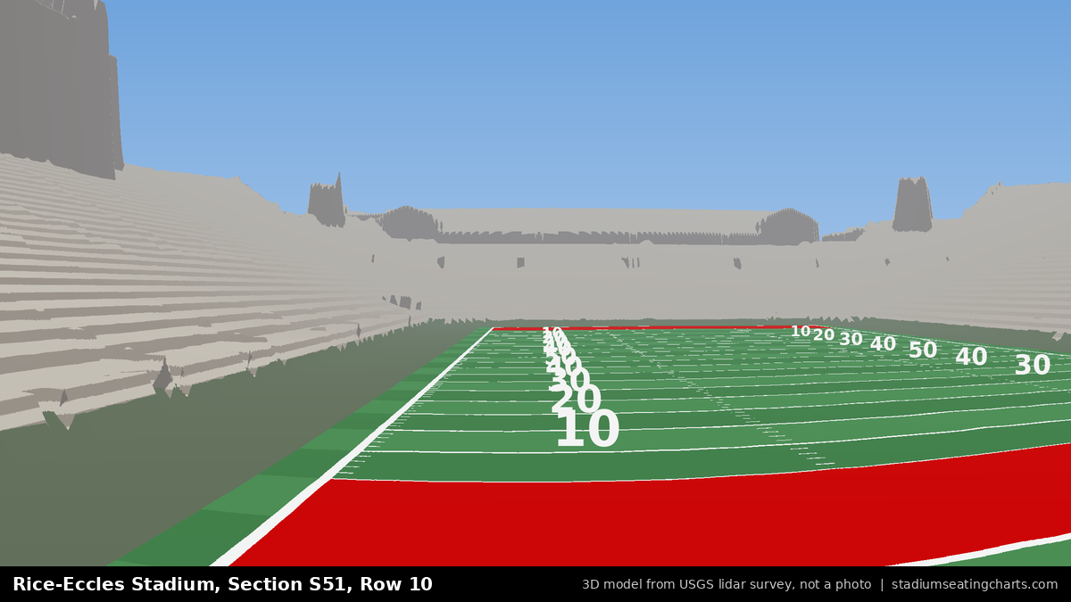 View from Rice-Eccles Stadium Section S51, Row 10, looking toward the field