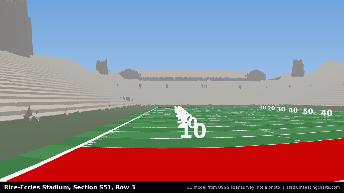View from Rice-Eccles Stadium Section S51, Row 3, looking toward the field