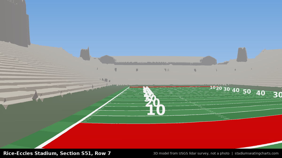 View from Rice-Eccles Stadium Section S51, Row 7, looking toward the field