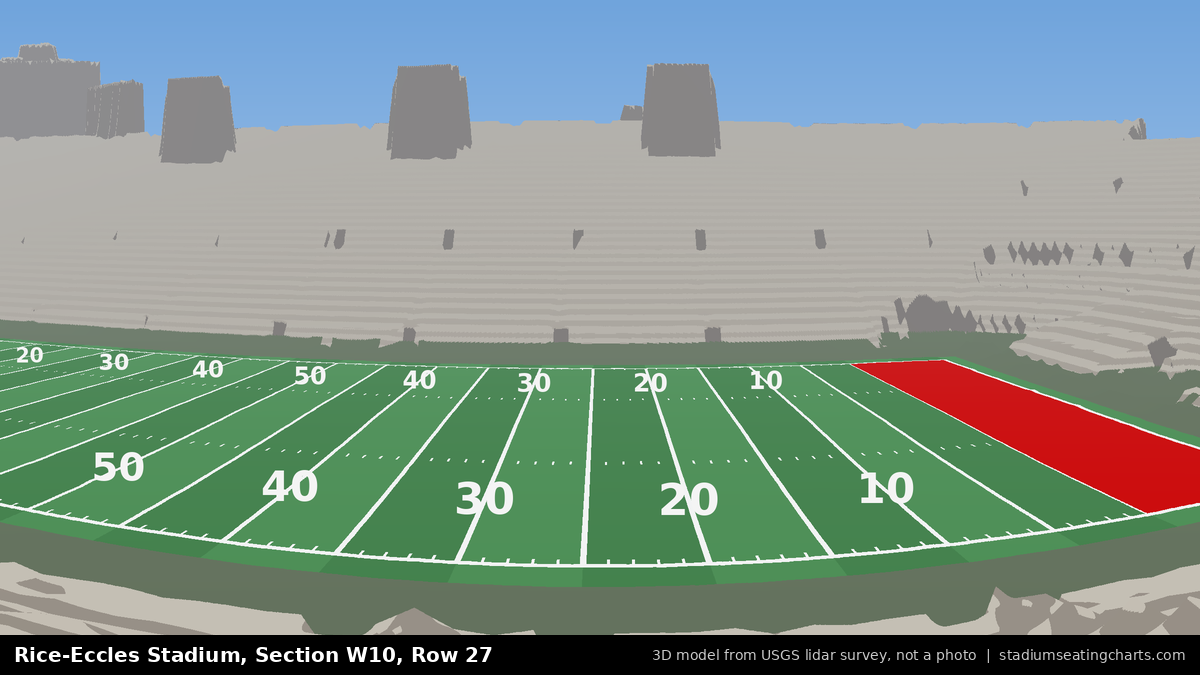 View from Rice-Eccles Stadium Section W10, Row 27, looking toward the field