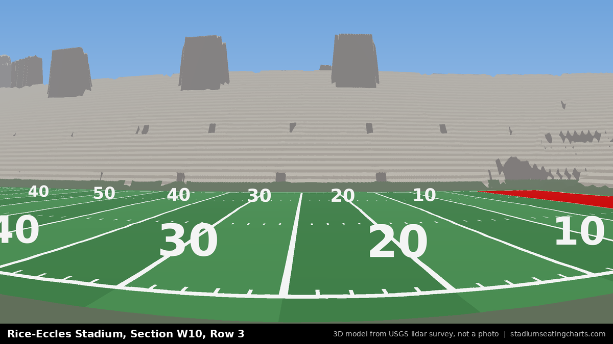 View from Rice-Eccles Stadium Section W10, Row 3, looking toward the field