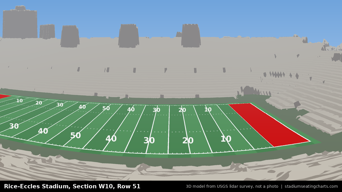 View from Rice-Eccles Stadium Section W10, Row 51, looking toward the field