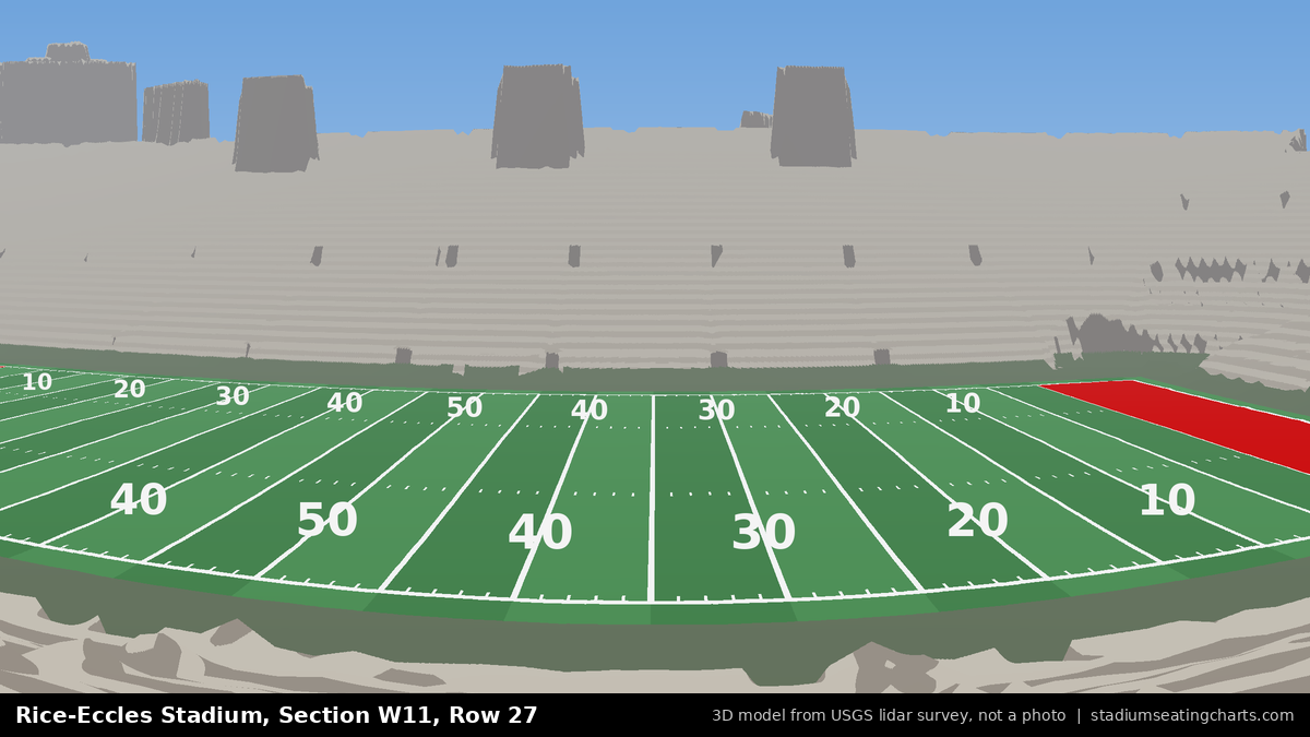 View from Rice-Eccles Stadium Section W11, Row 27, looking toward the field