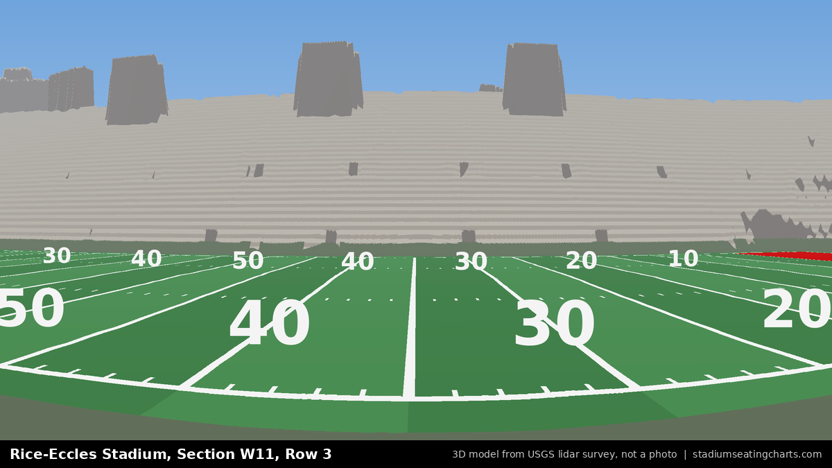 View from Rice-Eccles Stadium Section W11, Row 3, looking toward the field