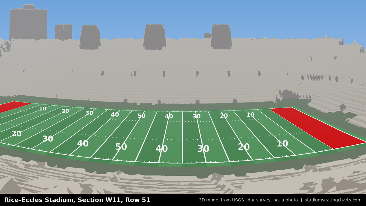 View from Rice-Eccles Stadium Section W11, Row 51, looking toward the field