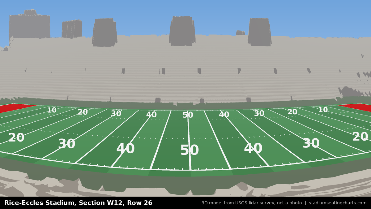View from Rice-Eccles Stadium Section W12, Row 26, looking toward the field