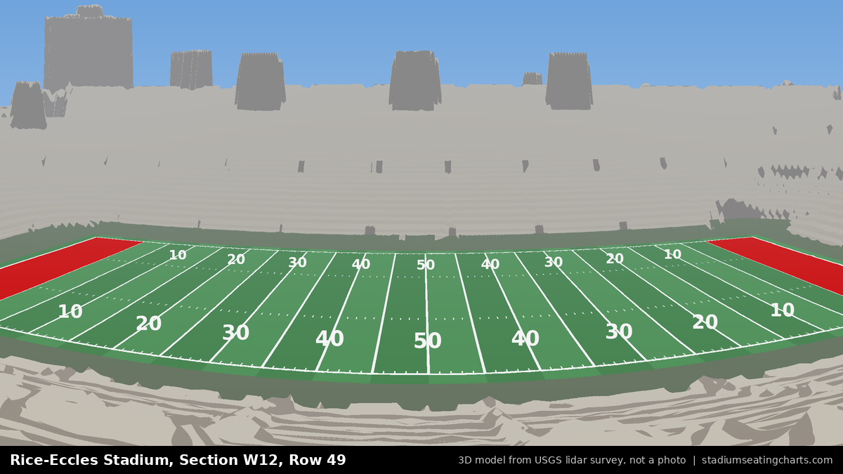 View from Rice-Eccles Stadium Section W12, Row 49, looking toward the field