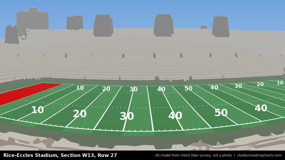 View from Rice-Eccles Stadium Section W13, Row 27, looking toward the field