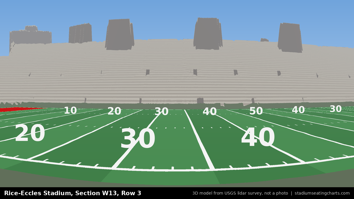View from Rice-Eccles Stadium Section W13, Row 3, looking toward the field