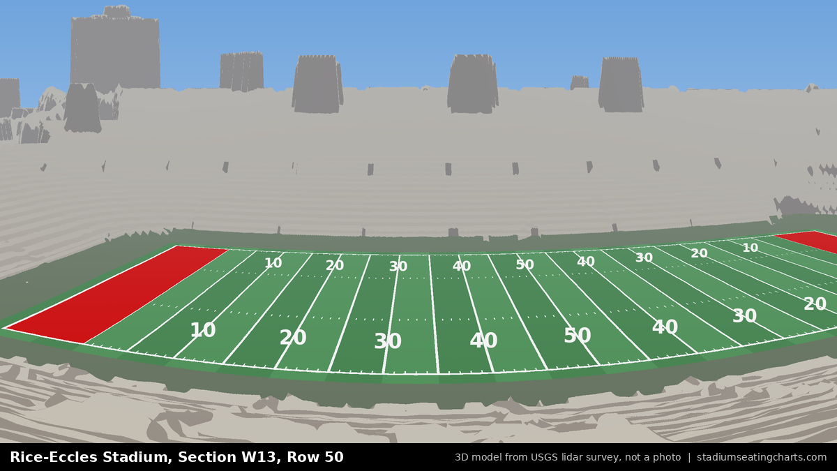 View from Rice-Eccles Stadium Section W13, Row 50, looking toward the field