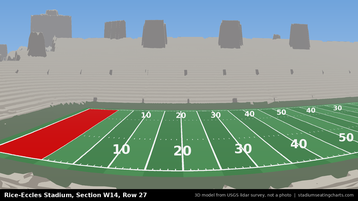 View from Rice-Eccles Stadium Section W14, Row 27, looking toward the field