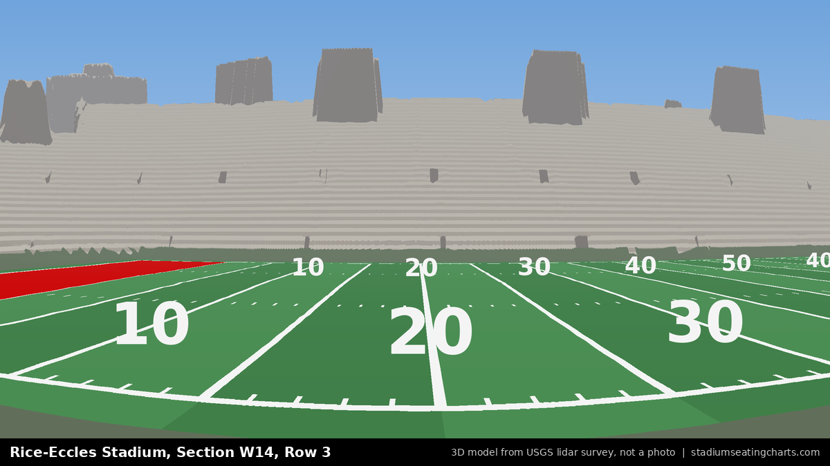 View from Rice-Eccles Stadium Section W14, Row 3, looking toward the field