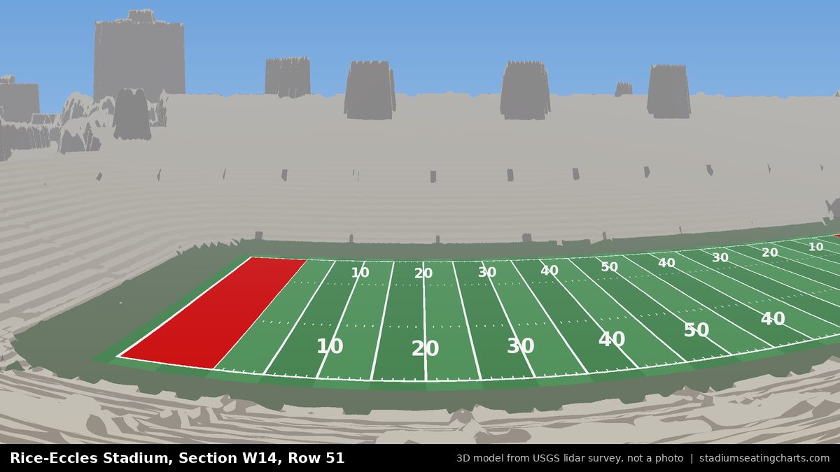 View from Rice-Eccles Stadium Section W14, Row 51, looking toward the field