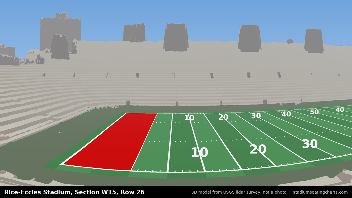View from Rice-Eccles Stadium Section W15, Row 26, looking toward the field