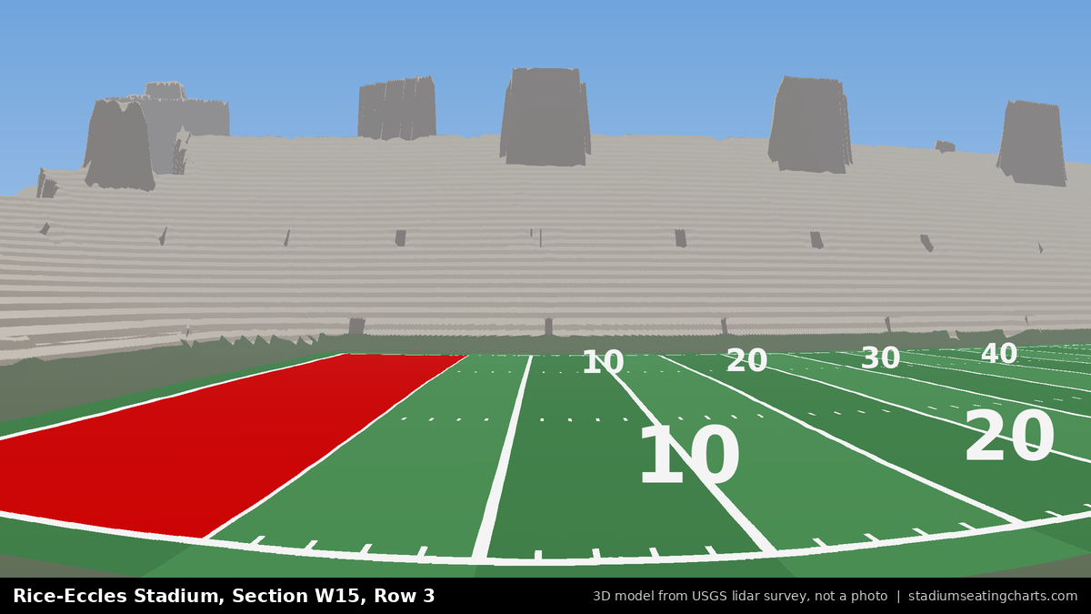 View from Rice-Eccles Stadium Section W15, Row 3, looking toward the field