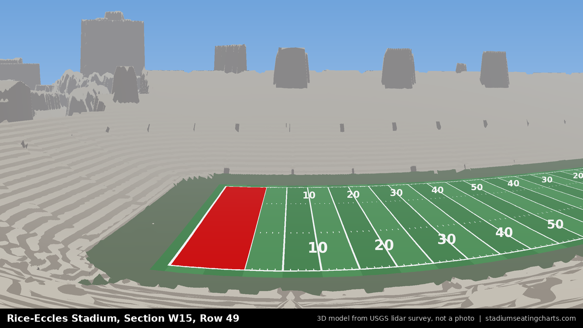 View from Rice-Eccles Stadium Section W15, Row 49, looking toward the field